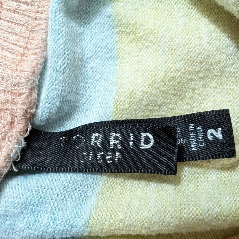Torrid Sleep Shorts Terry Cloth Rainbow Stripe Pastel Drawstring Pockets Size 2x